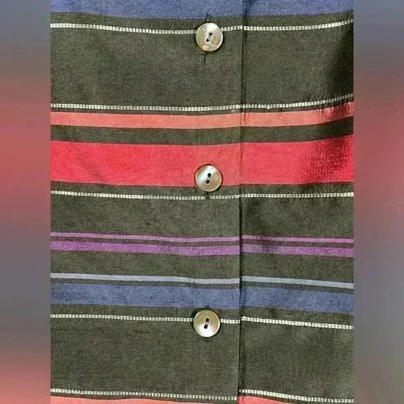 Talbots Silk Red Blue Black Metallic Striped Blazer Jacket Women’s Size 14 - Picture 6 of 12